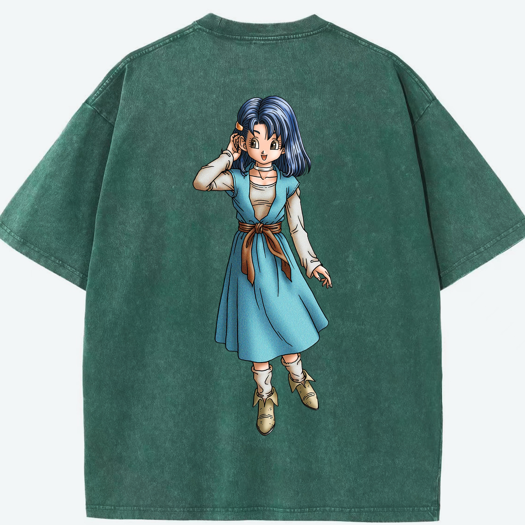 （画像用） ドラゴンクエスト Doragon Kuesuto Dragon Quest 綿100% ヴィンテージ風 半袖Tシャツ（背面プリント）